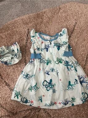 BNWOT Oso & Me Girls' Sea Life Octopus Print Dress in Light Blue